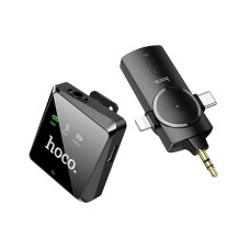 Микрофон беспроводной hoco S31 Stream с приемником 3в1 для Lightning, Type-C и разъемом 3,5 мм